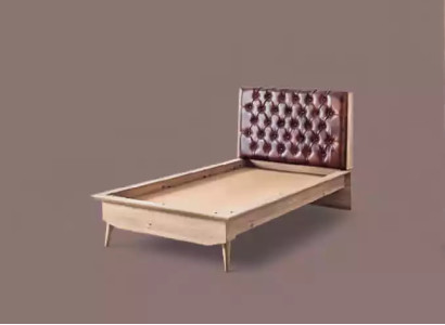 Bed Loft Wood Chesterfield 100x200cm Bed Frame Padded Headboard